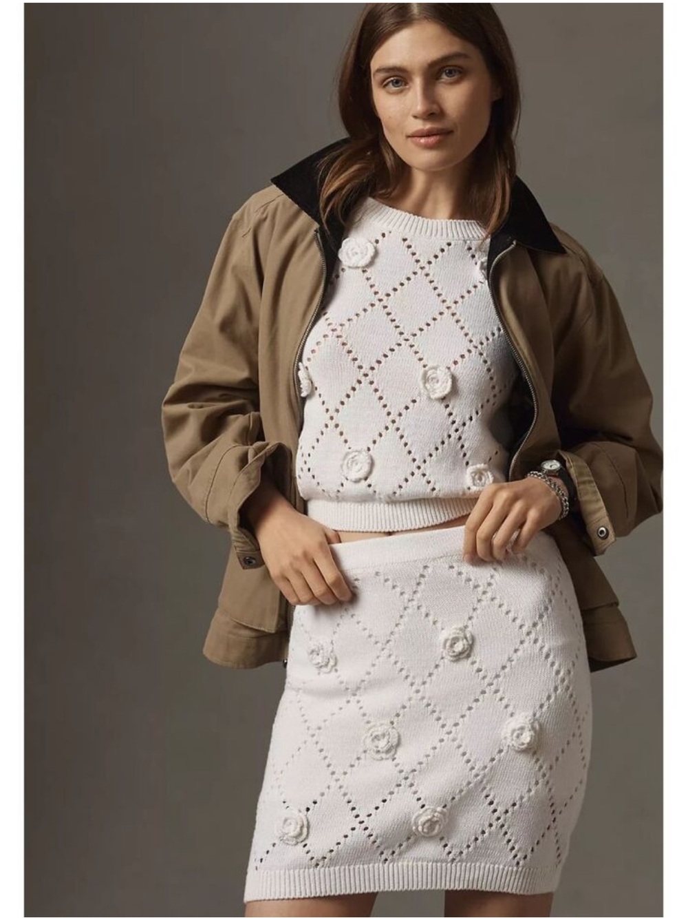 ⭐️NWT Anthropologie Maeve 3D Floral Knit Mini Skirt, lined